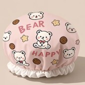 浴帽防水洗澡帽女款 家用沐浴帽新款 防湿头发套厨房防油烟双层