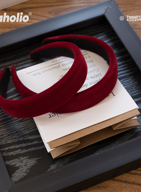 过年款红色发箍女2026新年海绵高颅顶法式优雅复古显白红丝绒头箍