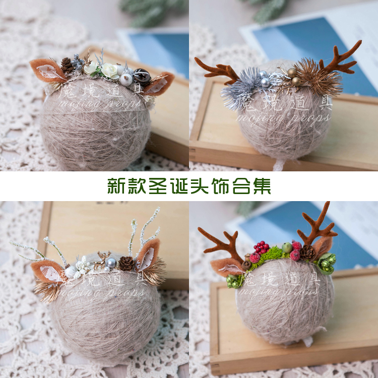 圣诞头饰发带摄影道具满月宝宝