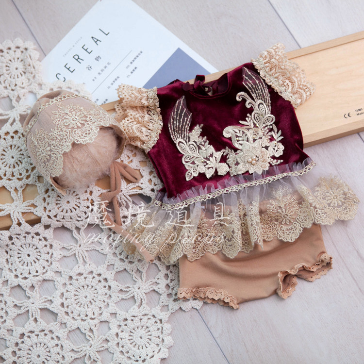 新生儿摄影服装 复古风格儿童摄影 衣服影楼摄影儿童摄影道具服装