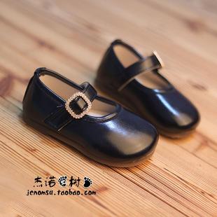 女童黑色小皮鞋演出鞋春秋款2026新款韩版公主鞋21-35码女宝单鞋