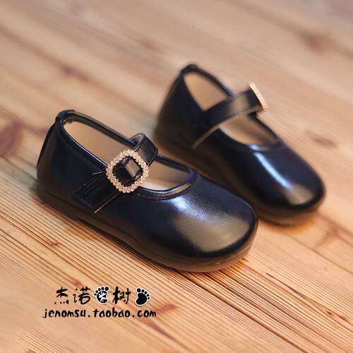 21-35码女宝单鞋复古洋气皮鞋