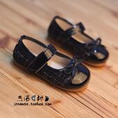 蝴蝶结豆豆鞋 女童黑色皮鞋 小香风小公主单鞋 儿童浅口走秀鞋 春秋季