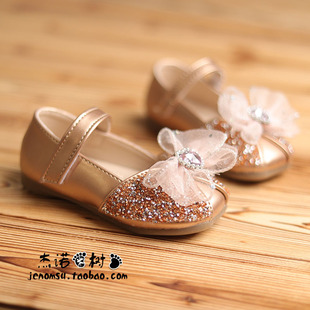 女宝宝小皮鞋春秋1-5-9岁女童公主水晶鞋女宝单鞋儿童鞋子21-35码