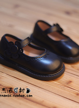 女宝小皮鞋2025秋季黑色演出鞋子中大童宝宝2-3-8-9岁花朵豆豆鞋5