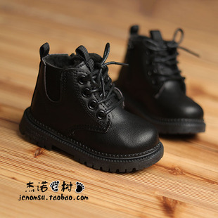 宝宝马丁靴1-2-3-4-6岁鞋男童鞋冬季短靴女宝英伦风加绒软底靴子