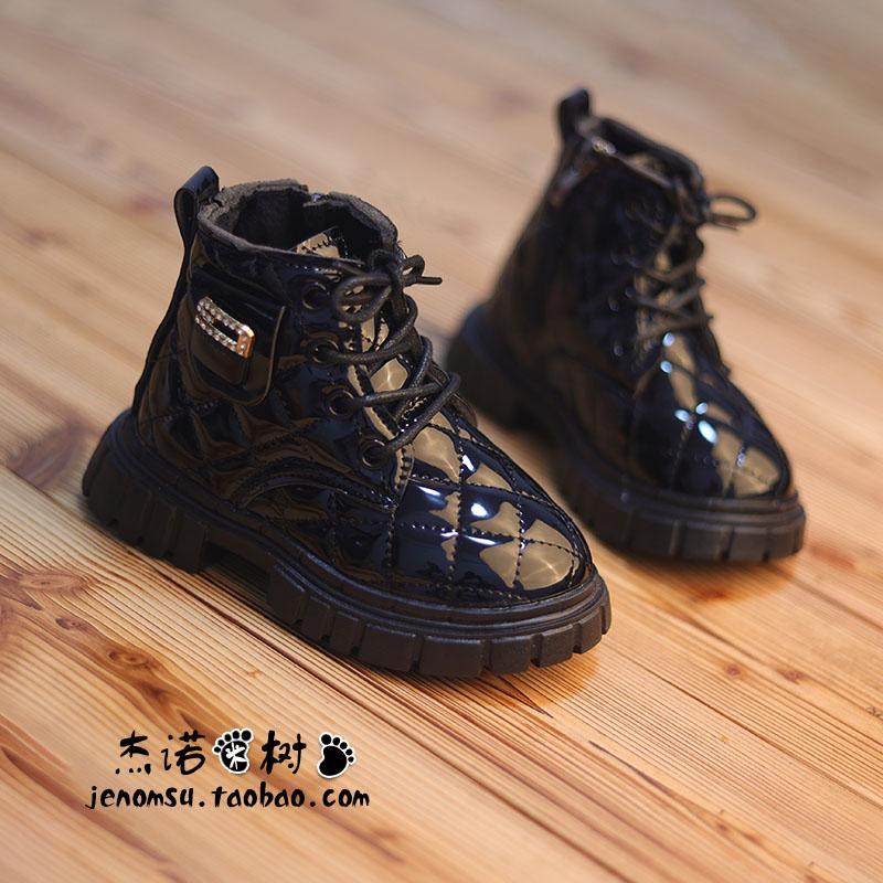 女童黑色短靴加厚棉靴秋冬二棉