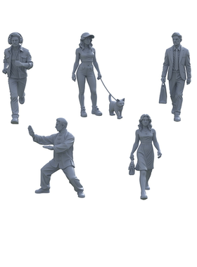 LYTR009 城市生活兵人模型 5 件套 树脂微缩人偶 日常场景 DIY