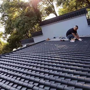仿古瓦树脂一体中式瓦塑料装饰围墙头门头瓦仿古屋檐古建琉璃瓦片