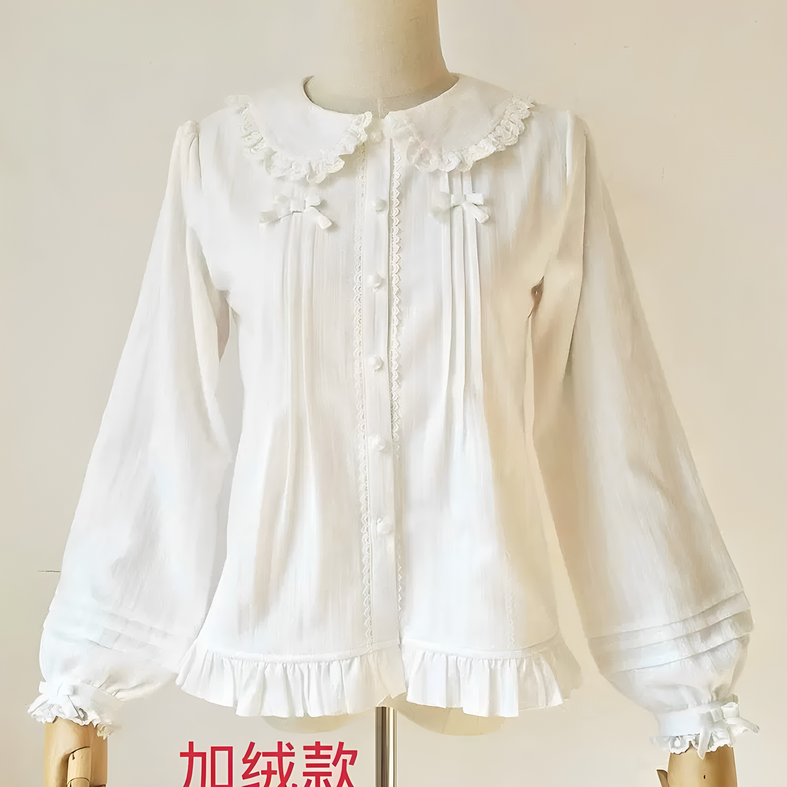 幽兰巷纯棉加绒Lolita娃娃领衬衫