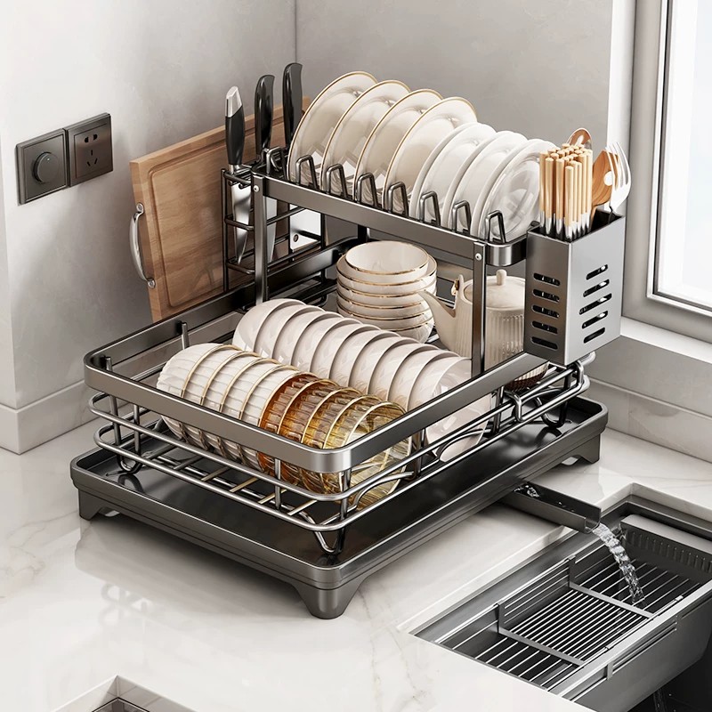 德国精选碗碟收纳架沥水碗架厨房置物架不锈钢碗盘碗筷盘子沥水篮