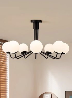 法式复古吊灯客厅灯中古风vintage黑色魔豆吊灯卧室餐厅大厅主灯