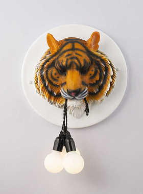 十二兽首寅虎酒吧工程灯老虎壁灯创意过道灯饰轻奢客厅背景墙灯具