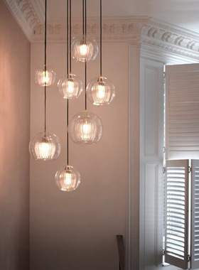 北欧简约餐厅吊灯创意个性吧台卧室床头双层玻璃圆球单头小吊灯具