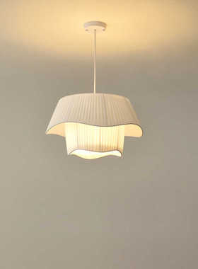 法式奶油中古风吊灯北欧ins风布艺设计艺术主卧灯具卧室民宿主灯