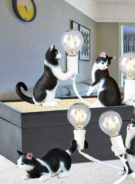 猫猫灯具北欧创意客厅卧室服装店装饰动物台灯迷你catlamp小夜灯