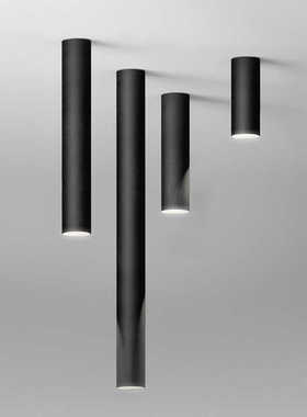 极简餐厅客厅吧岛台前台接待区会议室床头商用背景墙圆管吸顶射灯