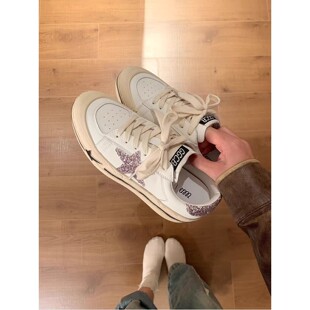 银色星星板鞋女2026新款休闲运动小白鞋女5CM增高厚底德训鞋女款