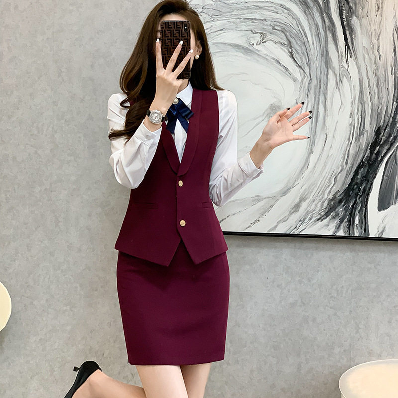 新款经理珠宝店酒店前台接待工作服男女制服职业马甲套装西装正装