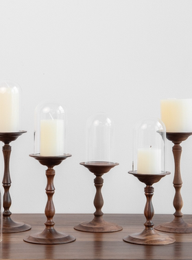 法式复古烛台摆件中古木质高脚氛围感香薰烛台底座高颜值装饰摆件