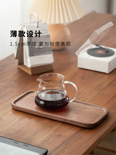 黑胡桃木手冲咖啡器具托盘 木质长方形家用小茶盘一人用精致托盘