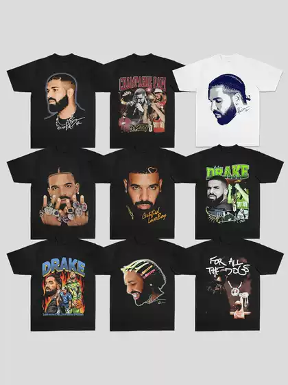 Drake Public Duck Hip-Hop American Style 260g Heavyweight Digital Direct Print Summer 100% Pure Cotton Short Sleeve T-Shirt