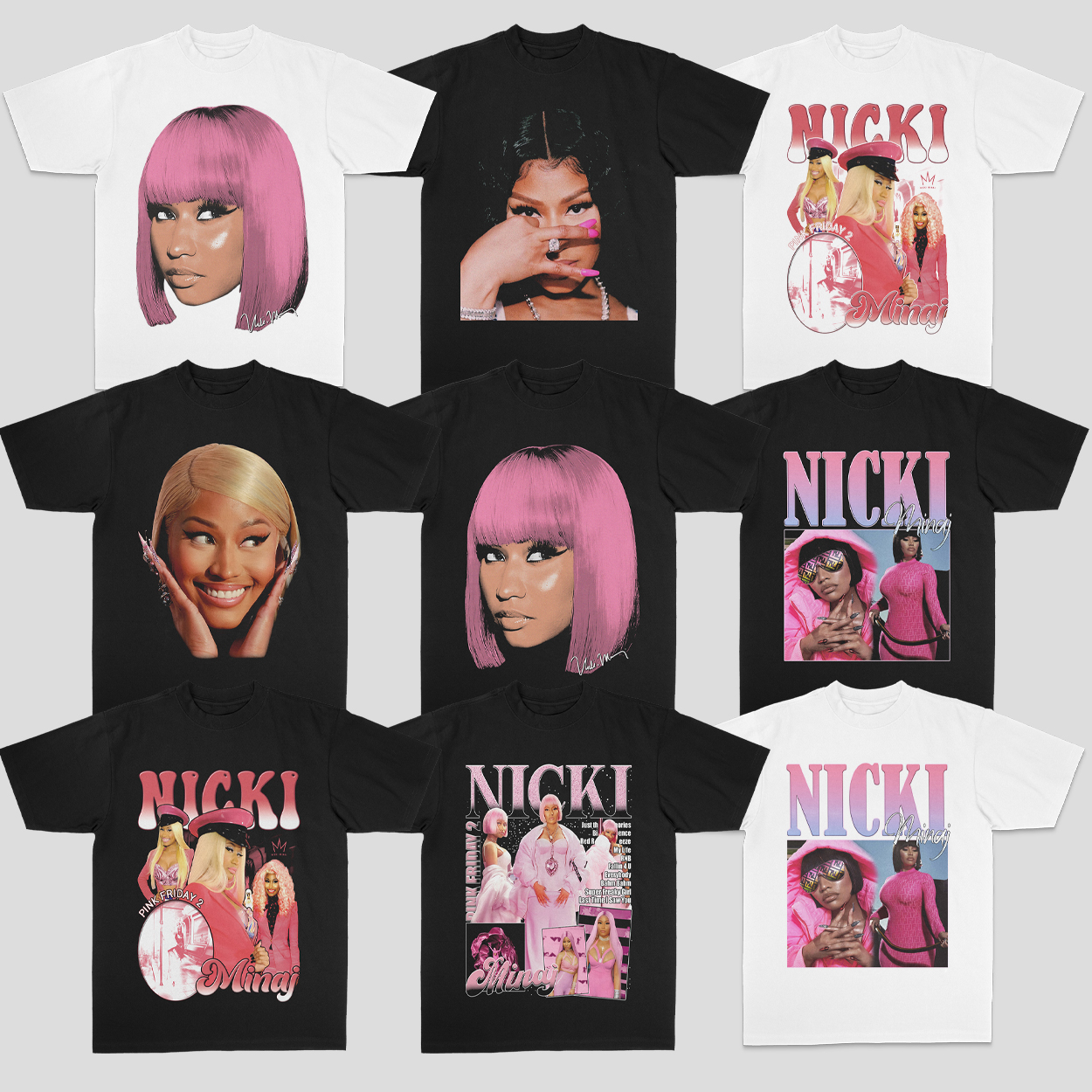 Nicki Minaj妮琪米娜美式复古街头嘻哈rap重磅纯棉麻辣鸡短袖T恤