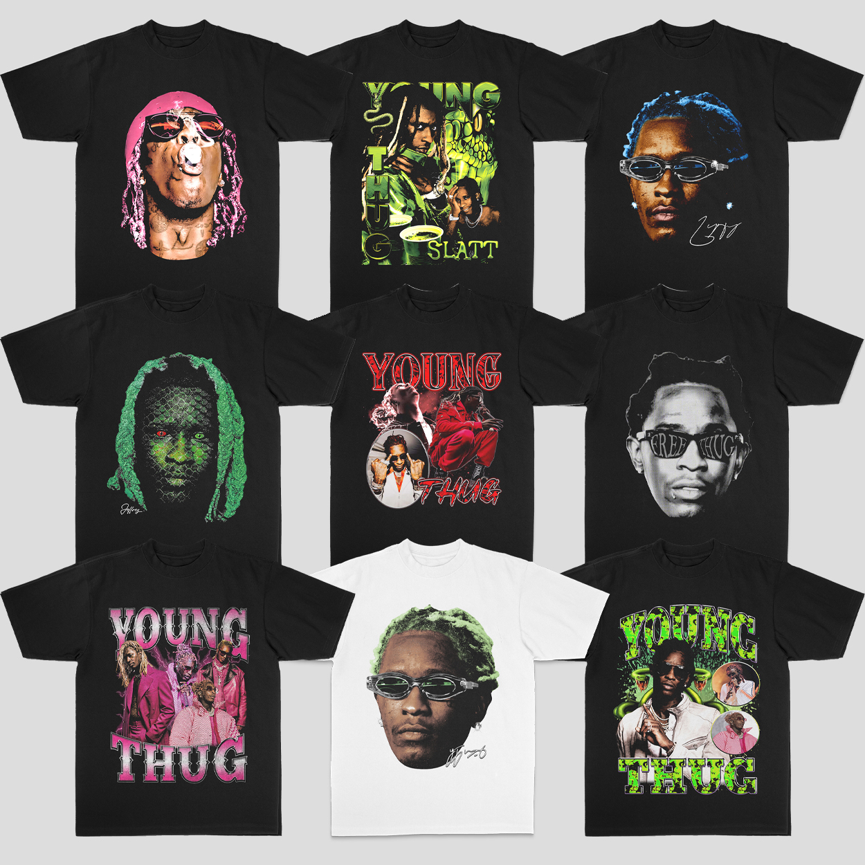 Young Thug 嘻哈rap美式260克重磅100%纯棉数码直喷夏季短袖T恤