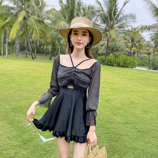 高级感泳衣女裙式分体大码微胖MM超仙保守显瘦网红ins风沙滩度假