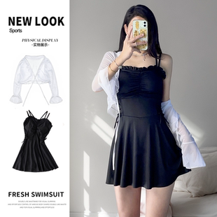 泳装 泳衣女微胖胖MM连体保守遮肚显瘦韩版 ins仙女范外搭温泉新款