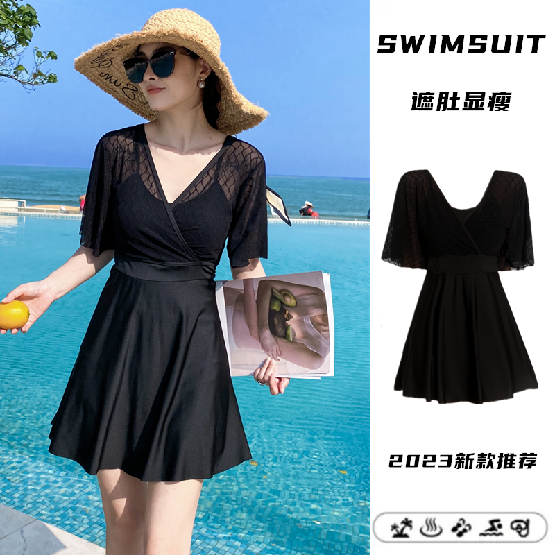 泳衣女裙式连体少女小胸聚拢高级感时尚气质成人显身材泡温泉泳装