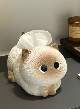 创意暹罗猫纸巾盒家用客厅桌面