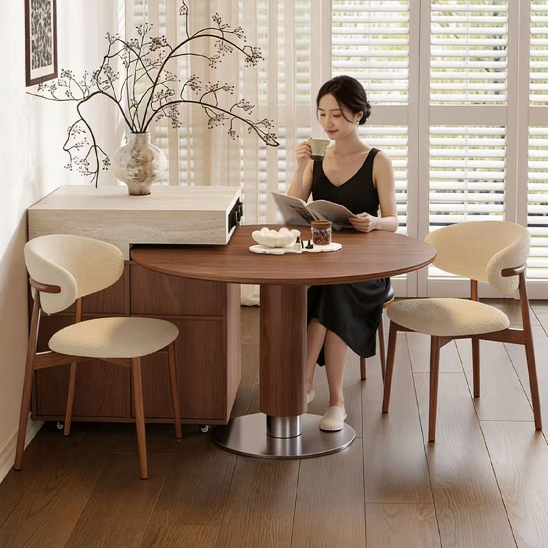 分离式岛台圆餐桌一体伸缩家用中古风厨房餐厅高级感实木餐岛一体,住宅家具,岛台餐桌,淘宝优惠券,粉丝福利购,淘宝优惠卷