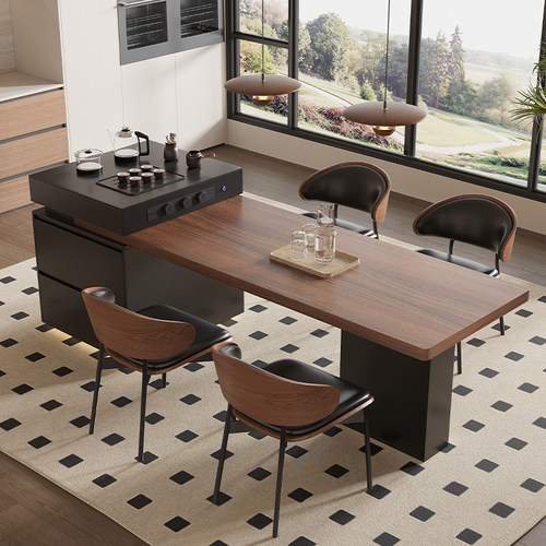 下挂岩板岛台餐桌一体伸缩多功能