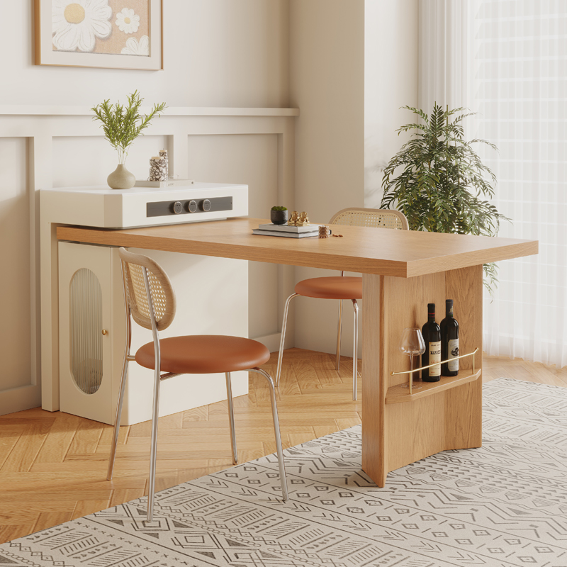 小户型岩板岛台餐桌一体