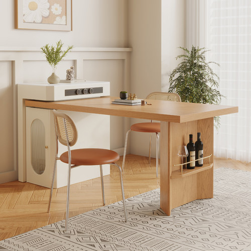 小户型岩板岛台餐桌一体