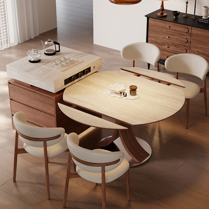 分离式岛台圆餐桌一体伸缩家用中古风厨房餐厅高级感洞石岩板岛台,住宅家具,岛台餐桌,淘宝优惠券,粉丝福利购,淘宝优惠卷