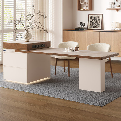 洞石岩板岛台餐桌一体可伸缩中古