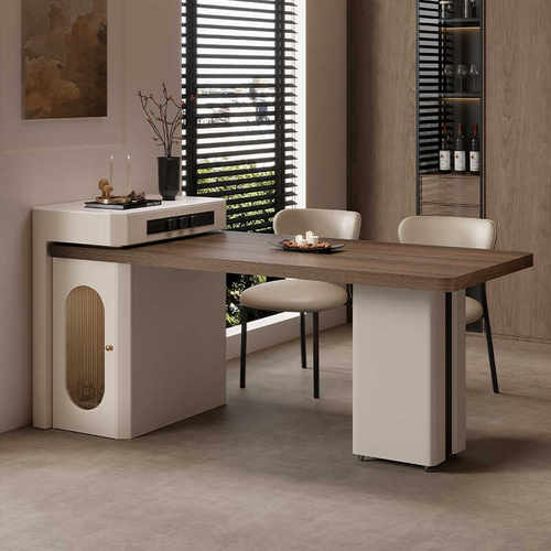 意式极简岛台餐桌一体可伸缩
