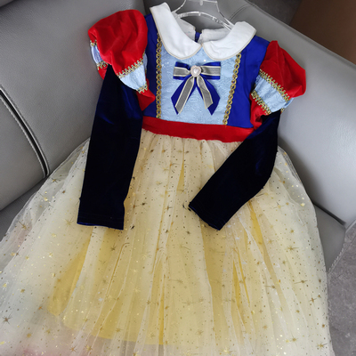 白雪公主裙长袖加绒拉链洋气礼服