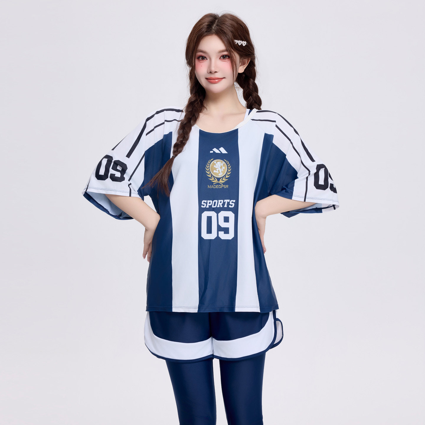 特大码显瘦分体泳衣女神运动风