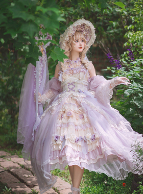 原创lolita花嫁茶会款华丽雪纺连衣裙【春日礼盒】jsk洋装lo裙