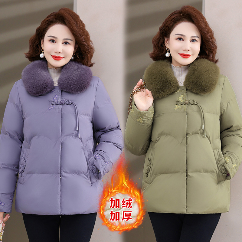 妈妈冬外套加绒棉服冬季加厚棉袄