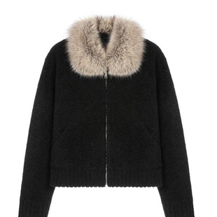 黑色高级感羊羔毛外套女2026年翻毛领短外套加厚巨好看的初冬穿搭
