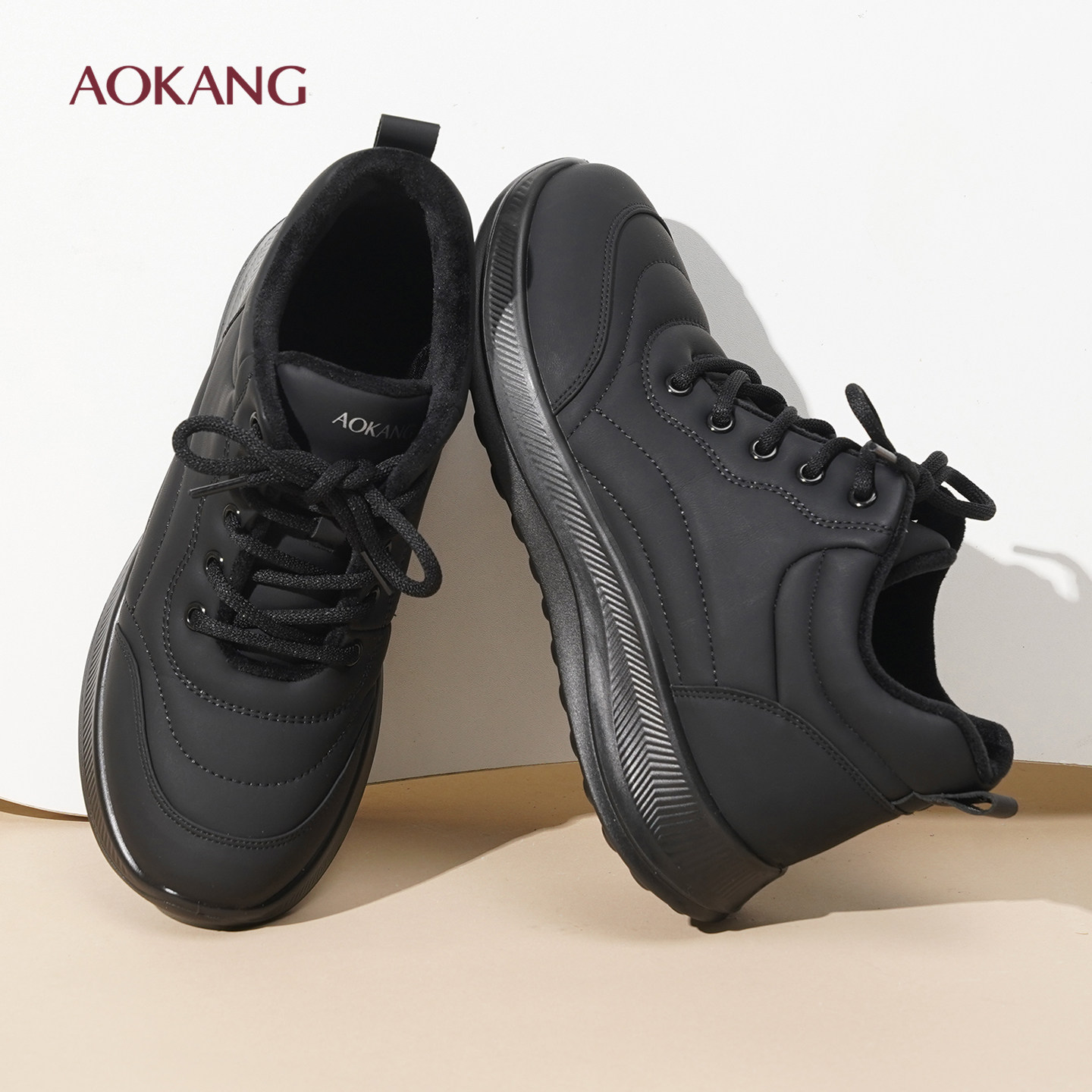 奥康女鞋加绒厚底面包鞋女冬季增高老爹鞋休闲板鞋轻便运动女鞋,女鞋,高帮鞋,淘宝优惠券,粉丝福利购,淘宝优惠卷