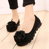 女单鞋 平底老北京布鞋 休闲舒适孕妇妈妈鞋 春秋黑色工作鞋 豆豆鞋 女