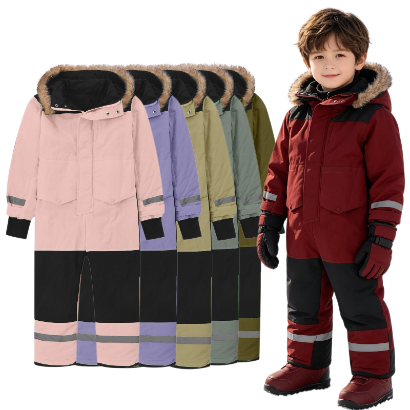 2026冬季儿童连体滑雪服中小童防风防水保暖连帽棉服套装东北玩雪