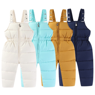 宝宝保暖背带裤女童男童棉裤护肚滑雪裤2025冬季新款童装童裤高腰