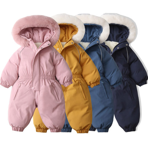 连帽加绒加厚滑雪服儿童连体衣2026冬季新款宝宝户外爬服防风防水
