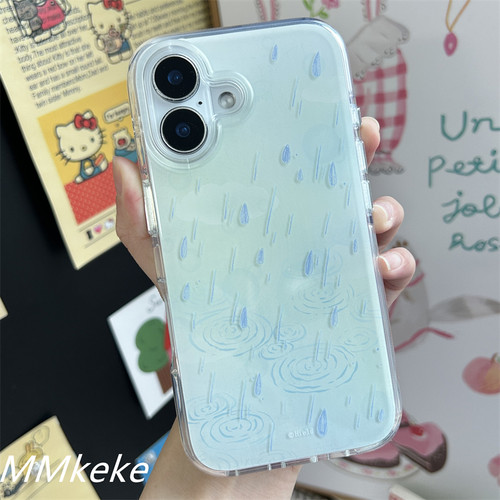 简约下雨天雨滴双层手机壳